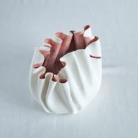 RUFFLED No8, white porcelain bowl, artisan bowl, artistic bowl, freeform bowl, statement bowl, shelf piece, focal point, soft