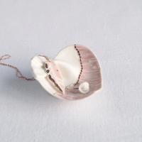 RUCHED 3 freeform porcelain heart ring dish pink gold VanillaKiln