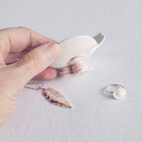 RUCHED 3 freeform porcelain heart ring dish pink gold VanillaKiln