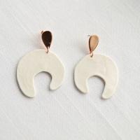 Shape earrings, porcelain earrings, rose gold, statement earrings, VanillaKiln, on trend earrings, stainless steel posts, stu