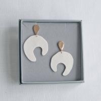 Shape earrings, porcelain earrings, rose gold, statement earrings, VanillaKiln, on trend earrings, stainless steel posts, stu