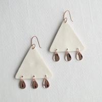 Sun & rain porcelain copper rose gold statement earrings VanillaKiln