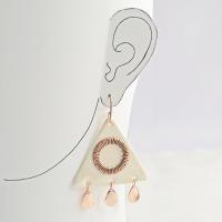 Sun & rain, triangle, rain drops, porcelain earrings, copper jewellery, 7th anniversary gift, rose gold vermeil, 925 sterling