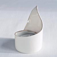 Luxury ceramic spiral LILY tea light holder white porcelain Vanillakiln