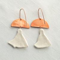 Tassel porcelain copper rose gold statement earrings VanillaKiln