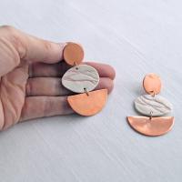 PEBBLE statement earrings, porcelain earrings, copper earrings, copper gift, 7th anniversary gift, rose gold vermeil, 925 ste