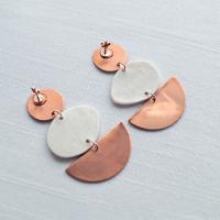 PEBBLE statements earrings porcelain copper rose gold Vanllakiln