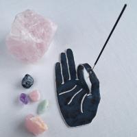 MUDRA, porcelain hand, ceramic hand, ceramic incense holder, acai matt, blue brown, VanillaKiln, UK, mudra hand, incense holder,