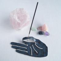 MUDRA, porcelain hand, ceramic hand, ceramic incense holder, acai matt, blue brown, VanillaKiln, UK, mudra hand, incense holder,
