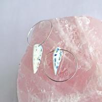 Silver hoop earrings, speckled blue, porcelain feather hoops, Vanillakiln, UK, danty earrings, blue earrings, something blue,