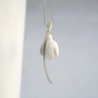 porcelain snowdrop, snowdrop neclace, 925 sterling silver, leaf charm, Vanillakiln, winter bride, winter birthday, porcelain 