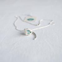 Porcelain SNOWDROP necklace, silver leaf charm