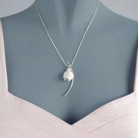 porcelain snowdrop, snowdrop neclace, 925 sterling silver, leaf charm, Vanillakiln, winter bride, winter birthday, porcelain 