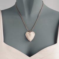 draped heart necklace, pink satin porcelain, rose gold, 304 stainless steel, snake chain, VanillaKiln, Valentines day jewelle