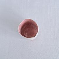 RUCHED No9, white porcelain, tea light holder, three feet, soft red, pink, gold lustre, Vanillakiln, UK, white candle holder,