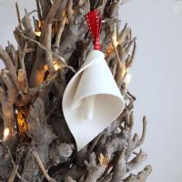 White porcelain, spiral LILY bell, Christmas tree decoration, porcelain bell, ceramic bell, flower bell, wedding bell, weddin