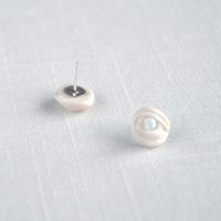 Mystic eye earrings, porcelain, opals, 925 sterling silver, stud earrings, VanillaKiln, sculpted eye earrings, porcelain eye 