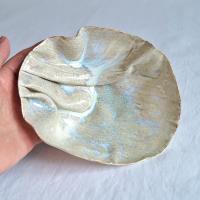 Gathered linen, oval bowl, art bowl, freeform bowl, porcelain bowl, linen texture, 8th anniversary, 12th anniversary, 18th an