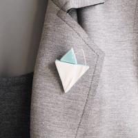 RUCHED heart brooch, jade glaze, triangle brooch, white porcelain, jade glaze, turquoise, fashion jewellery gift for women, 1