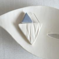 Ruched No 9, grey, porcelain brooch, sterling silver wire, fashion jewellery, 11th anniversary, 18th anniversary, VanillaKiln