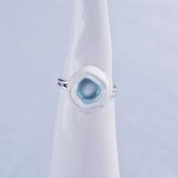 LINEN, ring white porcelain, adjustable ring, celadon blue, 925 sterling silver, 18th anniversary, wedding anniversary ring, 