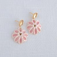 HEART burst earrings, heart earrings, 18th wedding anniversary gift, Valentines day gift, white porcelain, gold filled bead c
