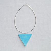 RUCHED triangle necklace, white porcelain, cerulean, choose omega necklet