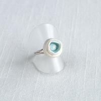 LINEN, ring white porcelain, adjustable ring, celadon blue, 925 sterling silver, 18th anniversary, wedding anniversary ring, 