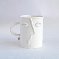 Doug, mug, choose pastel colour, white, mint, orange, pink, grey, porcelain face, ceramics with faces, face mug, mug with fac