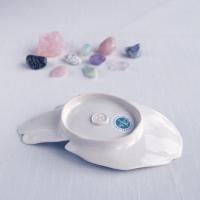 PALM, ceramic hand, ring dish, hand crystal dish, white porcelain, hand, turquoise blue, candle holder, Vanillakiln, UK, palm