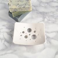 BUBBLE soap dish, white porcelain, ceramic soap dish, draining soap dish, Vanillakiln, bubble design, glaze, UK, drain holes,