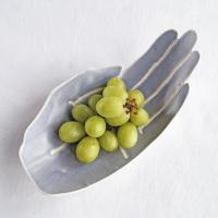 PALM, ceramic hand, crystal bowl, fruit bowl, white porcelain, grey blue, Vanillakiln, decorative bowl, UK, large hand, ceram