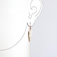 White porcelain, feather earrings, tiny feather earrings, white gold, pink copper, ceramic earrings, 1st anniversary, 18th an