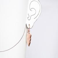 White porcelain, feather earrings, tiny feather earrings, white gold, pink copper, ceramic earrings, 1st anniversary, 18th an