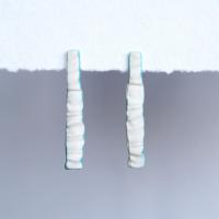 RUCHED bar earrings, porcelain earrings, jade glaze, turquoise, 925 sterling silver, post earrings, fashion jewellery, 11th a