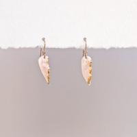 White porcelain, feather earrings, tiny feather earrings, white gold, pink copper, ceramic earrings, 1st anniversary, 18th an