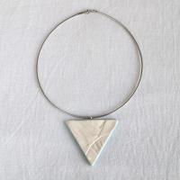 RUCHED triangle necklace, porcelain necklace, fashion jewellery, 11th anniversary, 18th anniversary, porcelain gift for woman