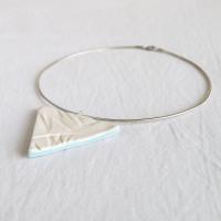 RUCHED triangle necklace, porcelain necklace, fashion jewellery, 11th anniversary, 18th anniversary, porcelain gift for woman