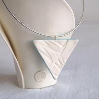RUCHED triangle necklace, porcelain necklace, fashion jewellery, 11th anniversary, 18th anniversary, porcelain gift for woman