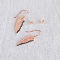 White porcelain, feather earrings, tiny feather earrings, white gold, pink copper, ceramic earrings, 1st anniversary, 18th an