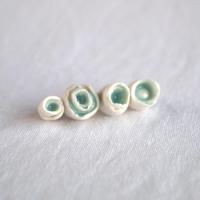 LINEN brooch, linen texture porcelain, celadon blue glaze, Vanillakiln, 18th anniversary, 8th anniversary, 12th anniversary, 