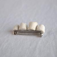 LINEN brooch, linen texture porcelain, celadon blue glaze, Vanillakiln, 18th anniversary, wedding anniversary gift,