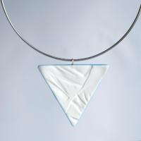 RUCHED triangle necklace, porcelain necklace, fashion jewellery, 11th anniversary, 18th anniversary, porcelain gift for woman
