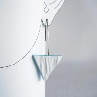 RUCHED triangle earrings, porcelain earrings, fashion jewellery, 11th anniversary, 18th anniversary, ruched satin texture, bl
