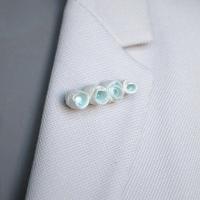 LINEN brooch, linen texture porcelain, celadon blue glaze, Vanillakiln, 18th anniversary, 8th anniversary, 12th anniversary, 