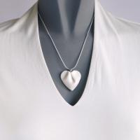 Bride necklace, draped heart, porcelain heart, heart necklace, 925 sterling silver, snake chain, Vanillakiln, 18th wedding an
