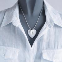 Bride necklace, draped heart, porcelain heart, heart necklace, 925 sterling silver, snake chain, Vanillakiln, 18th wedding an