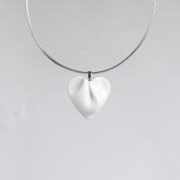DRAPED heart necklace, medium, white porcelain, choose silver chain