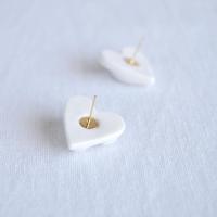 Draped porcelain heart earrings, bride earrings, white satin porcelain, white heart stud earrings, magnet earrings, 925 sterling silver pins, UK, gold, rose gold, 18th wedding anniversary gift for her, 18th anniversary gift for women, 18th anniversary porcelain jewellery, 18th anniversary porcelain earrings, porcelain gift, Valentines day gift, 1st anniversary gift, paper clay gift,