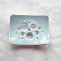 BUBBLE soap dish, white porcelain, ceramic soap dish, draining soap dish, Vanillakiln, bubble design, glaze, UK, drain holes,